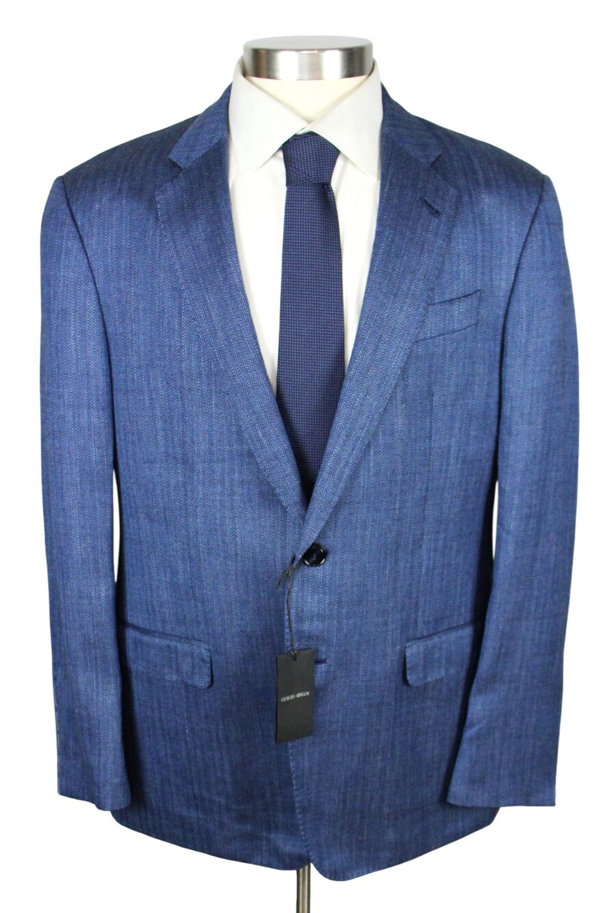 $2995 Giorgio Armani Soft Blazer 44 R Wool Silk Linen Dutch Blue Sport Coat